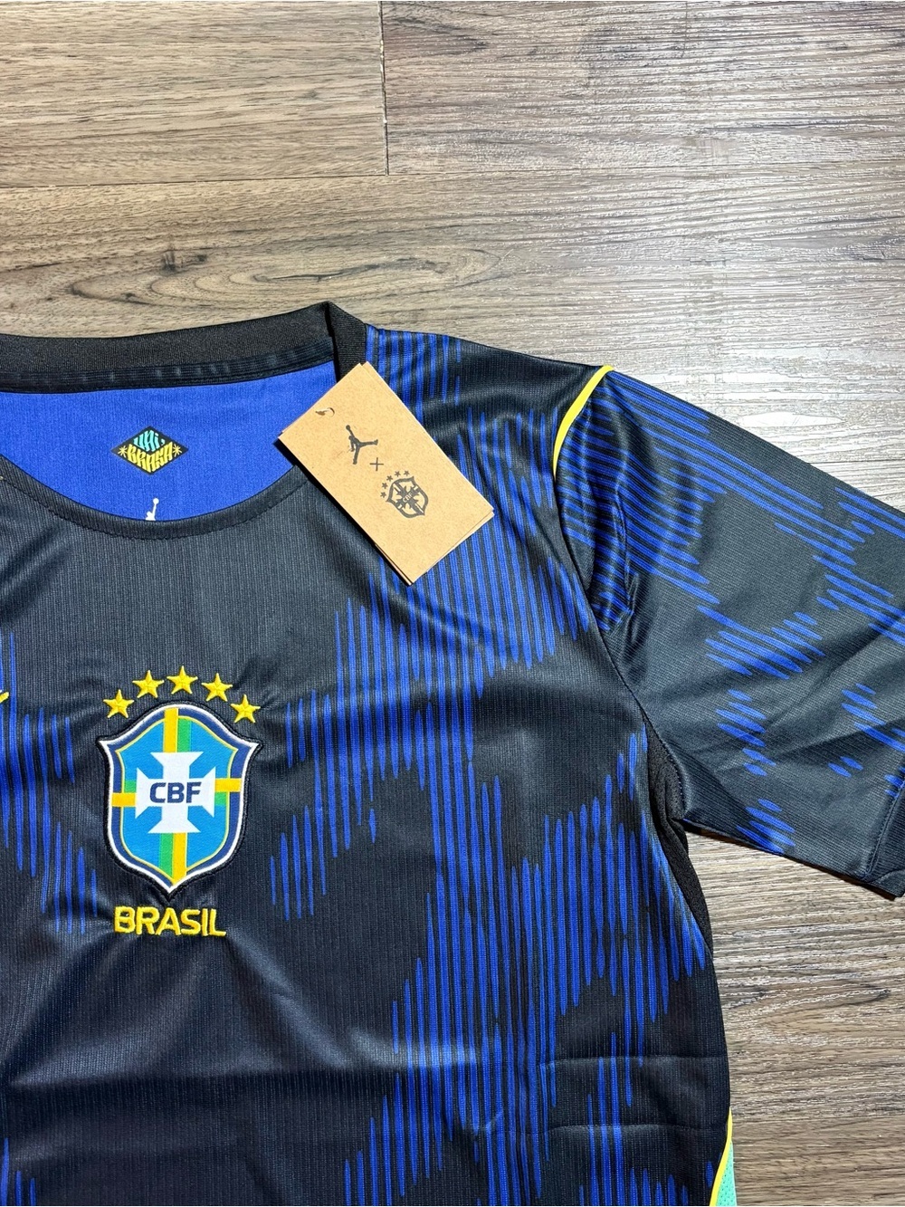 Jordan Brazil National Team Jersey in Black, Royal Blue & Yellow - Picture 4 of 6